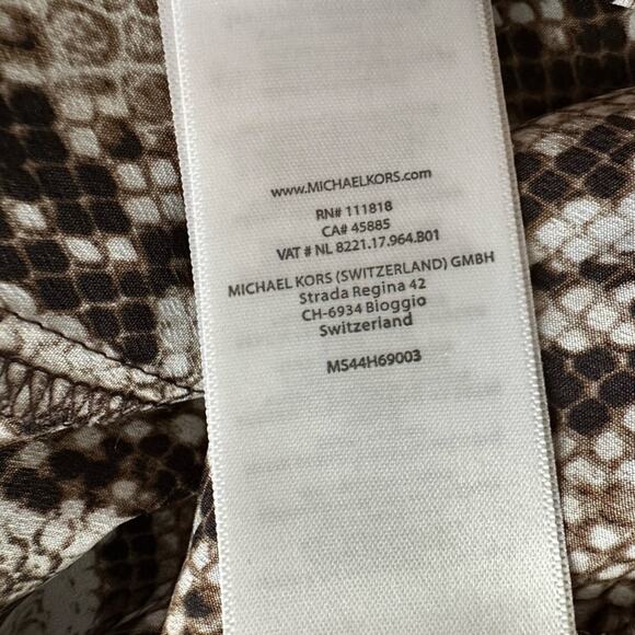 NEW Michael Kors Snakeskin Brown Full Zip Shirt Pockets Logo Long Sleeve Mobwife - Picture 8 of 9